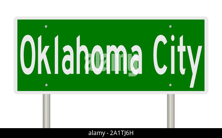 Il rendering di un verde autostrada segno per Oklahoma City Oklahoma Foto Stock