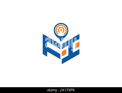 Abstract lettera poligonale Logo, esagono lettera logo, Lettera poligonale con posizione cantare il logo e il simbolo, monogramma logo, segno posizione logo design, Illustrazione Vettoriale