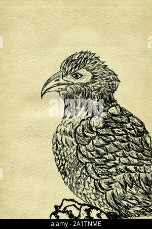 Grunge schizzo di un'aquila, disegnati a mano illustrazione. Foto Stock