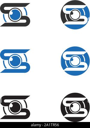 Lettera S, sicurezza logo, la lente della fotocamera logo Illustrazione Vettoriale