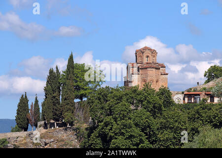 Jovan Kaneo chiesa il lago di Ohrid il paesaggio a nord della Macedonia Foto Stock