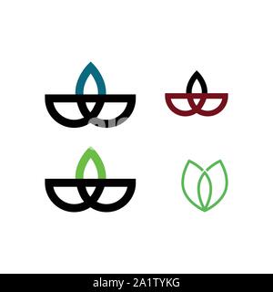 Design astratto dell'icona del logo floreale. Elegante simbolo della linea della corona. Segno vettoriale universale premium. Illustrazione Vettoriale