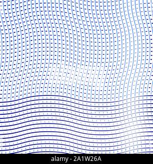 Le due tonalità, a 2 colori linee tratteggiate, speckle, cucitura, diffuso schema geometrico. Fitto reticolo ondulate, griglia. A intreccio, interconnettendo lineal, maglia lineare pat Illustrazione Vettoriale