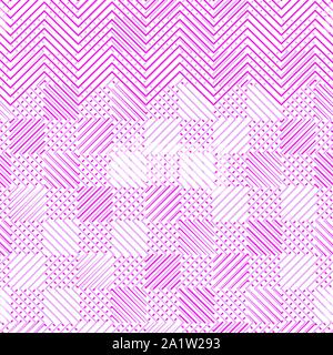 Le due tonalità, a 2 colori linee tratteggiate, speckle, cucitura, diffuso schema geometrico. Fitto reticolo ondulate, griglia. A intreccio, interconnettendo lineal, maglia lineare pat Illustrazione Vettoriale