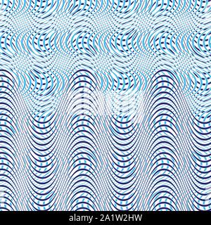 Le due tonalità, a 2 colori linee tratteggiate, speckle, cucitura, diffuso schema geometrico. Fitto reticolo ondulate, griglia. A intreccio, interconnettendo lineal, maglia lineare pat Illustrazione Vettoriale