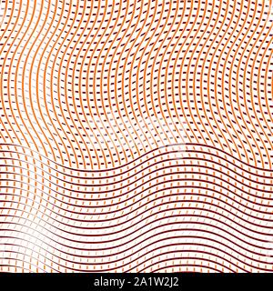 Le due tonalità, a 2 colori linee tratteggiate, speckle, cucitura, diffuso schema geometrico. Fitto reticolo ondulate, griglia. A intreccio, interconnettendo lineal, maglia lineare pat Illustrazione Vettoriale