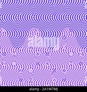 Intersecato, interlacciato linee irregolari, strisce viola, rosa modello di griglia. Incastro, intessute curva e linee frastagliate, strisce. Aggiustato, distorto Illustrazione Vettoriale