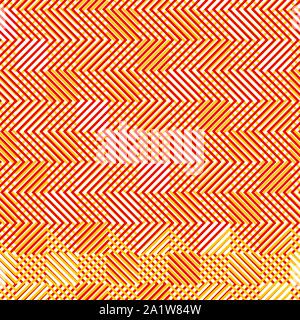 Intersecato, interlacciato linee irregolari, strisce arancione, giallo modello di griglia. Incastro, intessute curva e linee frastagliate, strisce. Aggiustato, distorte Illustrazione Vettoriale