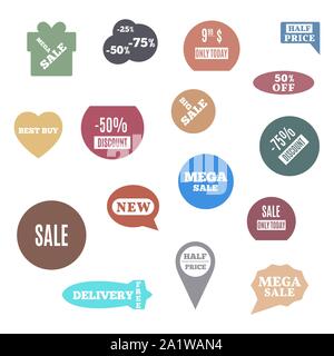 Premio di etichette di qualità per lo shopping, e-commerce, prodotto, social media adesivi e marketing. In stile appartamento, illustrazione vettoriale. Illustrazione Vettoriale