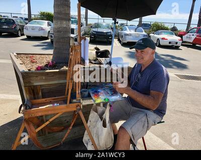 Santa Barbara, California, Stati Uniti d'America. 28 Sep, 2019. Artista a Santa Barbara Harbour Credit: Amy Katz/ZUMA filo/Alamy Live News Foto Stock