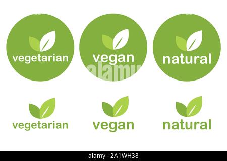 Set di green vegetariano e vegano tag naturale icone illustrazione vettoriale EPS10 Illustrazione Vettoriale