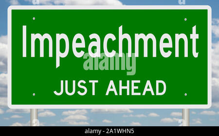 Il rendering di un verde autostrada segno per Impeachment Foto Stock