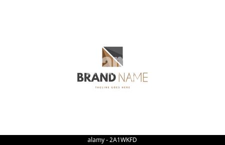 Il logo del vettore su cui una immagine astratta di un quadrato composto da due triangoli. Illustrazione Vettoriale