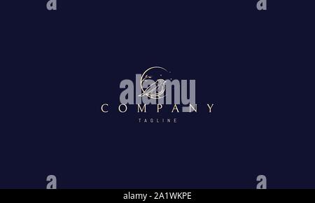 Vettore logo dorato su cui una immagine astratta di un uccello e la luna. Illustrazione Vettoriale