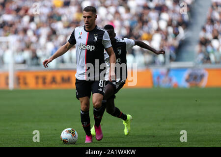 Torino , Italia . Il 28 settembre 2019 . Campionato italiano A. Juventus FC vs Spal . Aaron Ramsey della Juventus FC. Foto Stock