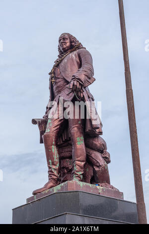 Pondicherry/India- 3 Settembre 2019: Statua di Joseph Francois Dupleix a Puducherry Beach Foto Stock