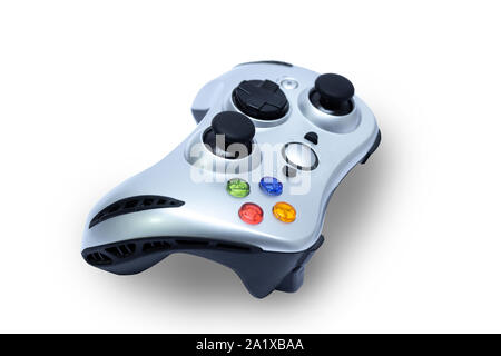 Gioco joystick, gamepad isolato su uno sfondo bianco. Foto Stock