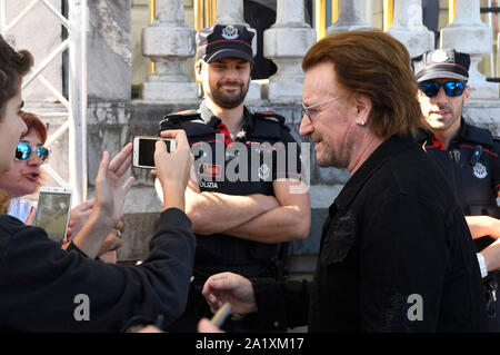 Bono alla Abafahrt dell'Hotel Maria Cristina al 67th International Film Festival di San Sebastian/Festival Internacional de Cine de San Sebastián. San Sebastian, 28.09.2019 | Utilizzo di tutto il mondo Foto Stock