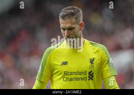 Il 28 settembre 2019, Bramall Lane, Sheffield, Inghilterra; Premier League, Sheffield Regno v Liverpool : Adrian (13) di Liverpool durante il gioco Credito: Mark Cosgrove/news immagini Foto Stock