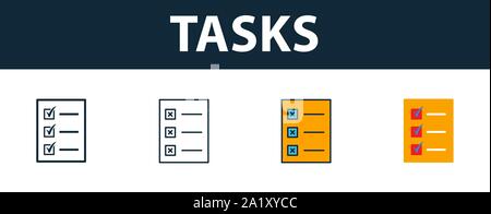 Icona Attività set. Simbolo di Premium in diversi stili di avvio dalla raccolta di icone. Creative icona attività riempito, del contorno colorato e simboli di Piana Illustrazione Vettoriale