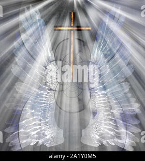 Angel Wings e splendente Santa Luce Foto Stock