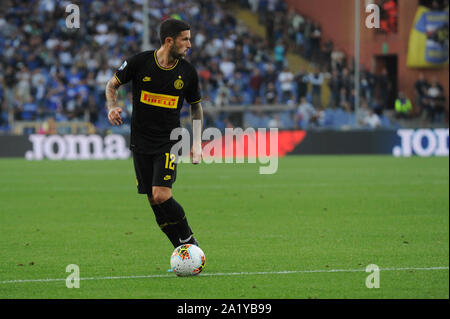 STEFANO DI SENSI , INTER, durante la Sampdoria vs Inter , Genova, Italia, 28 set 2019, Calcio Calcio italiano di Serie A del campionato Gli uomini Foto Stock