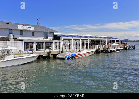 Claudio su l'acqua Greenport Long Island New York Foto Stock