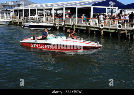 Claudio su l'acqua Greenport Long Island New York Foto Stock