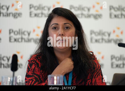 Manchester, Regno Unito. Il 29 settembre 2019. Nusrat Ghani, MP per Wealden parla al Policy Exchange event, impegnativo "l'islamofobia" sul primo giorno del Congresso del Partito Conservatore di Manchester. © Russell Hart/Alamy Live News. Foto Stock