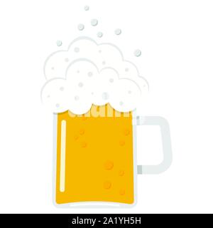 Illustrazione Vettoriale di design piatto di vetro di spruzzi di icona di birra isolato su sfondo bianco solo pinta di birra segno Illustrazione Vettoriale
