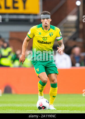Londra, Regno Unito. 28 Sep, 2019. Norwich City Ben Godfrey durante il match di Premier League tra Crystal Palace e Norwich City a Selhurst Park, Londra, Inghilterra il 28 settembre 2019. Foto di Andrea Aleksiejczuk/prime immagini multimediali. Credito: prime immagini multimediali/Alamy Live News Foto Stock
