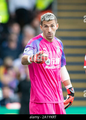 Londra, Regno Unito. 28 Sep, 2019. Il Palazzo di Cristallo Vincente Guaita durante il match di Premier League tra Crystal Palace e Norwich City a Selhurst Park, Londra, Inghilterra il 28 settembre 2019. Foto di Andrea Aleksiejczuk/prime immagini multimediali. Credito: prime immagini multimediali/Alamy Live News Foto Stock