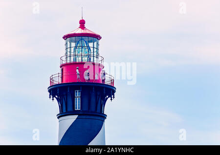 Il sant'Agostino Lighthouse è raffigurato, Sett. 6, 2019, in Sant'Agostino, Florida. Il faro, costruito nel 1874, è ancora in funzione. Foto Stock