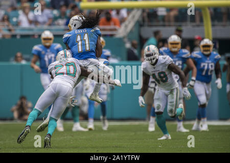 Miami, Florida, Stati Uniti d'America. 29Sep, 2019. 11 Geremy Davis durante i delfini di Miami v Los Angeles Chargers su Settembre 29, 2019 Credit: Dalton Hamm/ZUMA filo/Alamy Live News Foto Stock