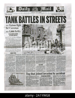 Una riproduzione pagina anteriore del Daily Mail dal 10 giugno 1944 con notizie circa l'invasione alleata della Francia dopo il D-Day. Foto Stock