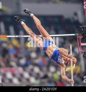 Nikoleta Kiriakopoulou (Grecia). Pole Vault - finali femminili. IAAF World Athletics Championships, Doha 2019 Foto Stock