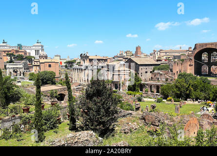 Roma, vista del Foro Romano dal Colle Palatino Foto Stock