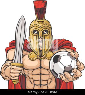 Spartan Trojan calcio Mascotte sportive Illustrazione Vettoriale