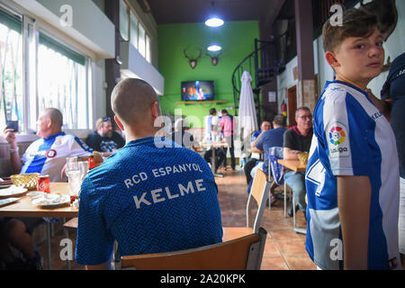 Barcellona, 29-09-2019. RCD Espanyol tifosi durante un match day. Foto Stock