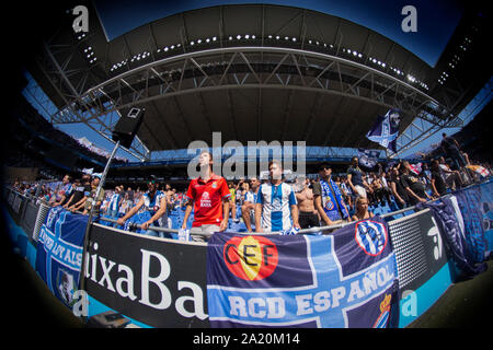Barcellona, 29-09-2019. RCD Espanyol tifosi durante un match day. Foto Stock