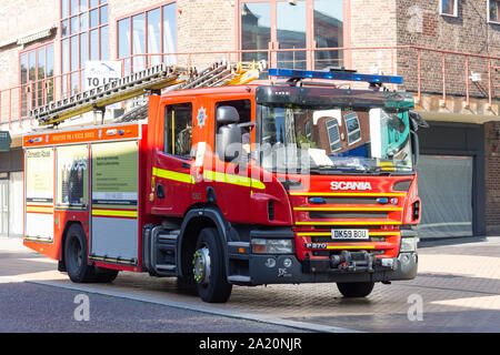 Merseyside motore Fire su chiamata, Liverpool Street, St Helens, Merseyside England, Regno Unito Foto Stock