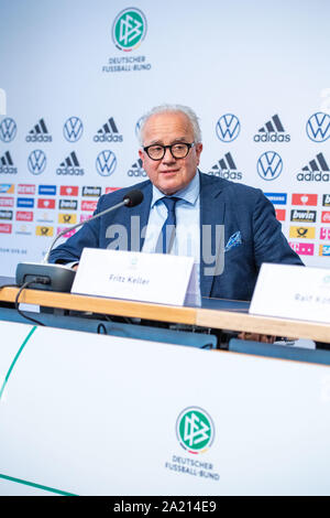 Frankfurt am Main, Deutschland. Il 27 settembre, 2019. Fritz KELLER DFB (Presidente) durante la conferenza stampa, PK, conferenza, Ritratto, Ritratto, XLIII DFB-Bundestag il 27.09.2019 a Francoforte, in Germania. | Utilizzo di credito in tutto il mondo: dpa/Alamy Live News Foto Stock