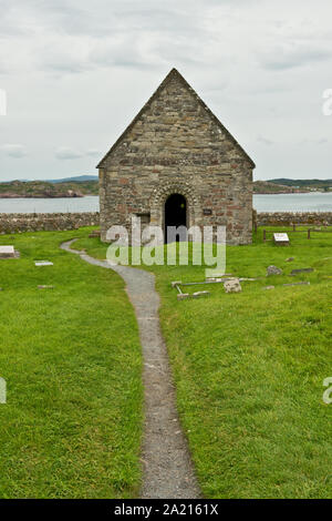 St orano la cappella. Iona, Ebridi Interne, Scozia Foto Stock