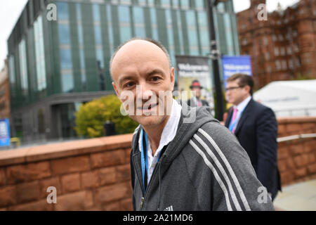 Senior aide al primo ministro, Dominic Cummings, presso il congresso del partito conservatore al Manchester Convention Center. Foto Stock