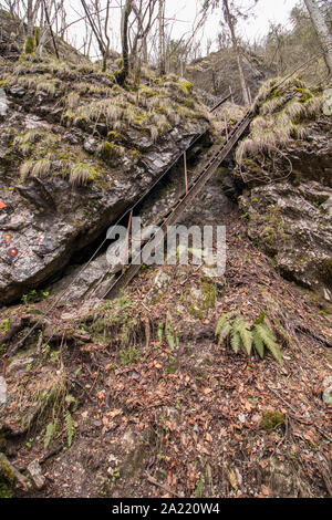 Pericoloso cercando passi nel canyon Foto Stock