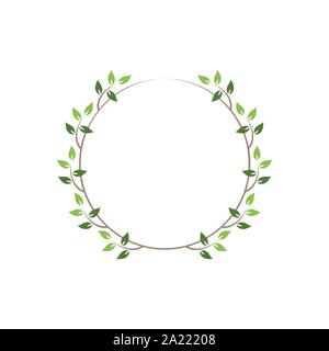 Vintage floral cornici tonde. Verde circolare decorativo ghirlanda di edera. Illustrazione Vettoriale Illustrazione Vettoriale