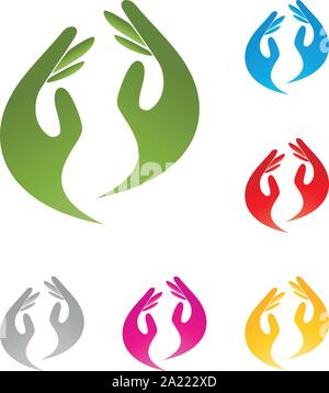 Le mani, famiglia, persone, fisioterapia, Logo Illustrazione Vettoriale