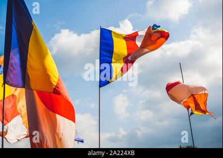 Bandiere tradizionali del festival del Vietnam Five Elements Flag Foto Stock