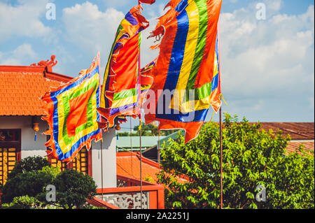 Bandiere tradizionali del festival del Vietnam Five Elements Flag Foto Stock