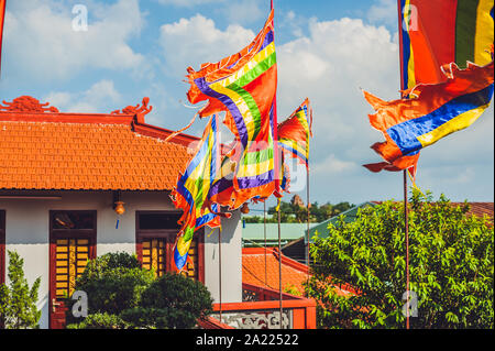 Bandiere tradizionali del festival del Vietnam Five Elements Flag Foto Stock